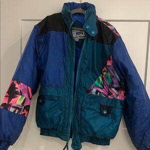 Colorful Kids Jacket 80's Style Windbreaker Boys L (16-18) See pics for flaws.